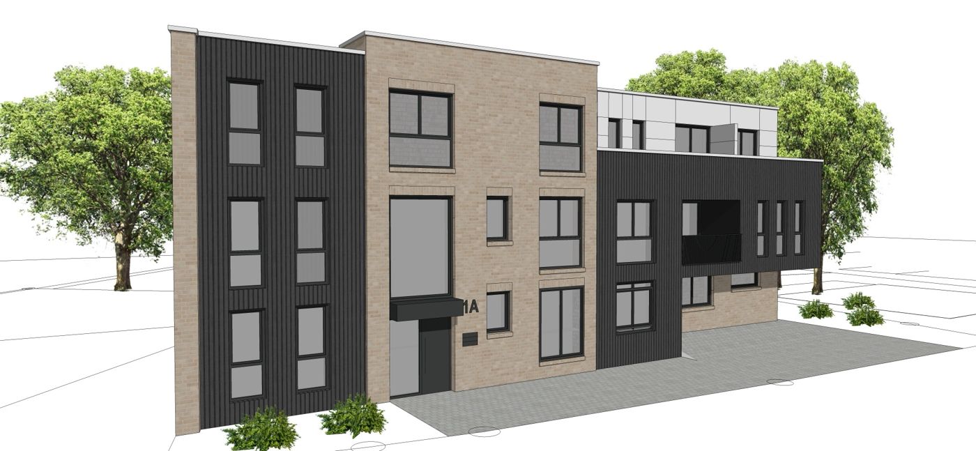 Visualisierung des kernsanierten Mehrfamilienhauses Falkenbergstraße in Lohne