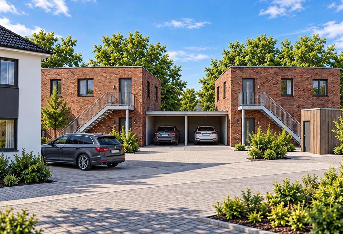 Visualisierung der Hofsituation mit Carports